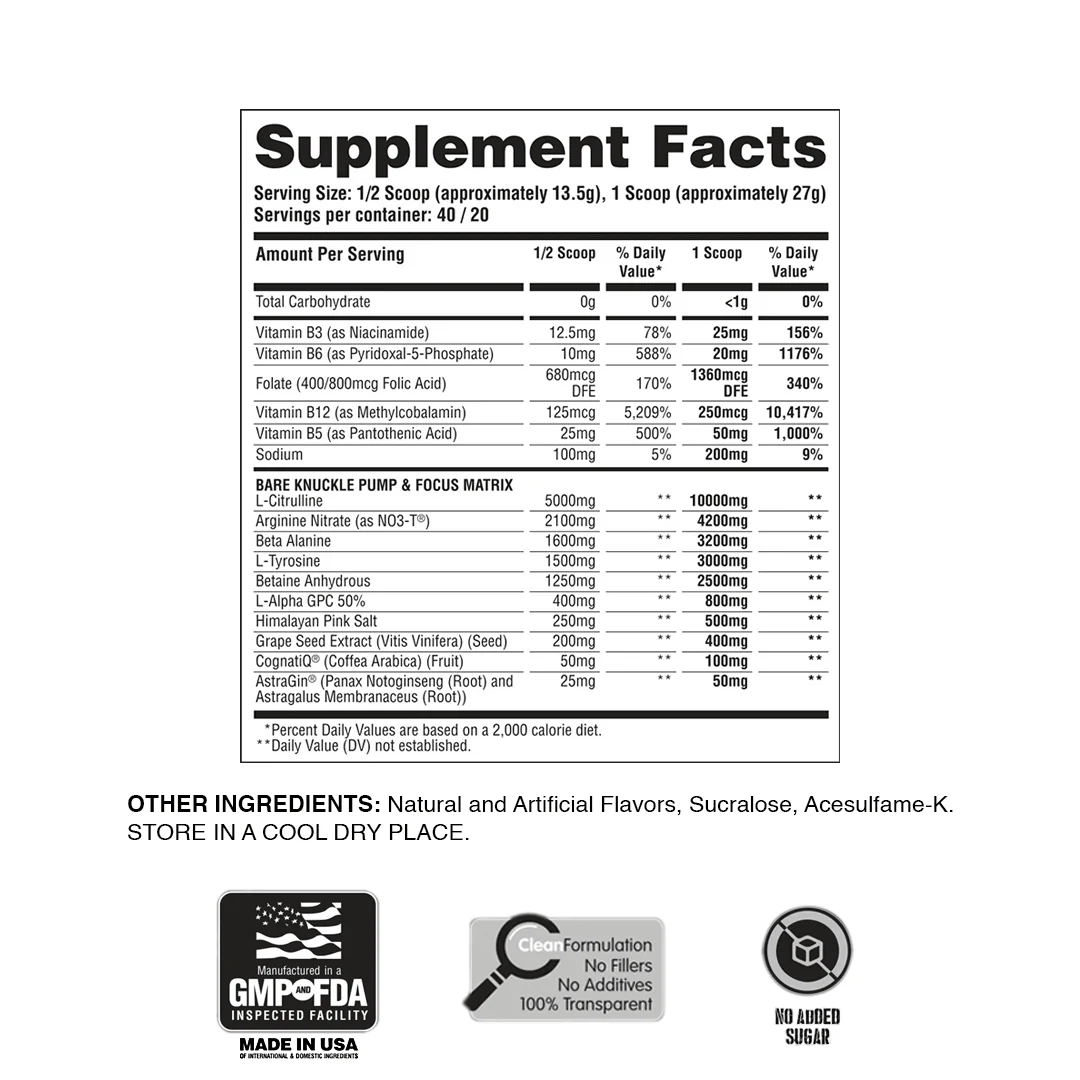 Bare Knuckle - Non-Stimulant Nitrate Infused Pre-Workout (New Formula Coming Soon) - Image 4